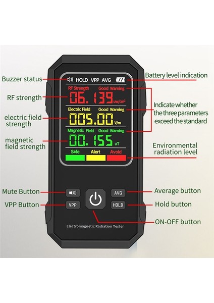 Elektromanyetik Radyasyon Dedektörü Elektrikli Manyetik Alan Test Cihazı Ses Alarmlı Rf Mukavemet Algılama Cihazı (B) (Yurt Dışından) fırsatları