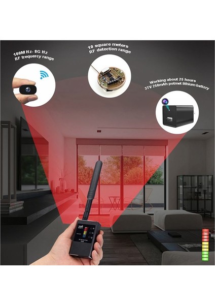 Önleyici Dedektörü Rf Sinyal Kablosuz Kamera Lens Hata Gps Tracker Manyetik Gsm Cihaz Tarama Bulucu (Yurt Dışından)