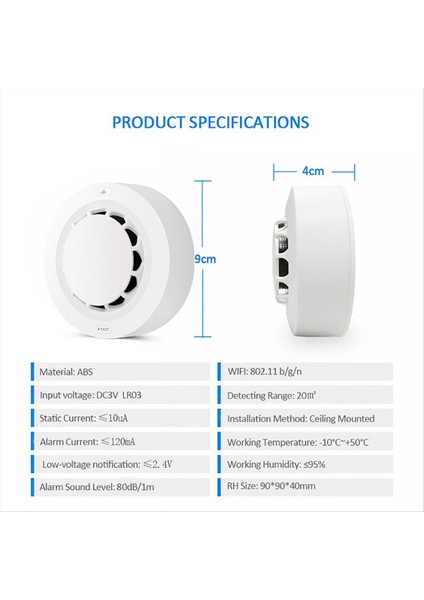 Tuya Wifi Duman Alarmı Yangın Koruma Duman Dedektörü Duman Evi Yangın Alarmı Ev Güvenlik Sistemi Itfaiyecileri (Yurt Dışından)