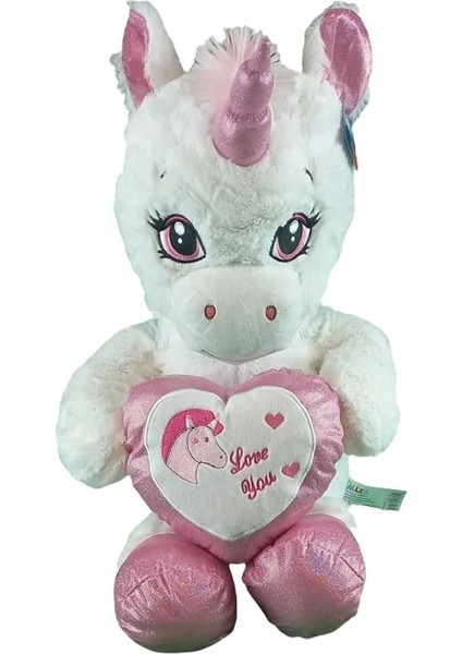 63019 Peluş 60 cm Kalpli Boynuzlu At