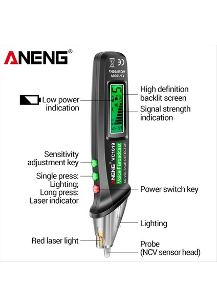 Aneng VC1019 Elektrikli Tel Dedektörü Akıllı Ses Yayın Test Cihazı Kalem Kızılötesi Sensör Konumlandırma Voltaj Test Cihazı (Yurt Dışından) indirimleri