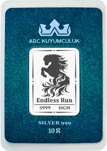 Hediyeye Özel 10 Gram 999 Ayar Gümüş ile Üretilmiş Asil At Temalı Gümüş Külçesi-700