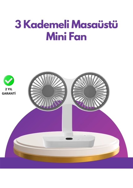 Bfs 4 Kademeli Hız Ayarlı USB Şarjlı Çift Taraflı Masaüstü Vantilatör