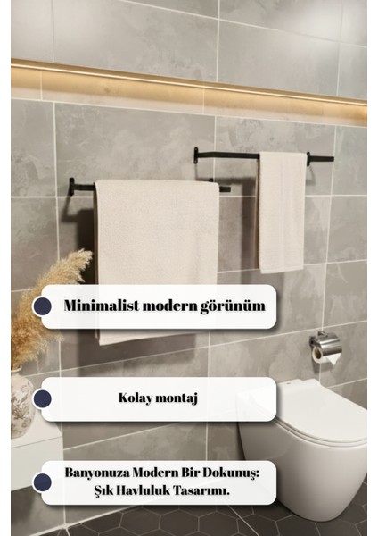 Metal Banyo Havluluk Duvar Tipi Modern ve Minimalist Havlu Askısı 40 cm fiyatları