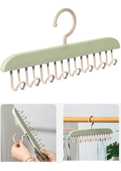 8 Kancalı Mutfak Banyo Dolap Için Çok Amaçlı Kancalı ve Yapışkanlı Askı