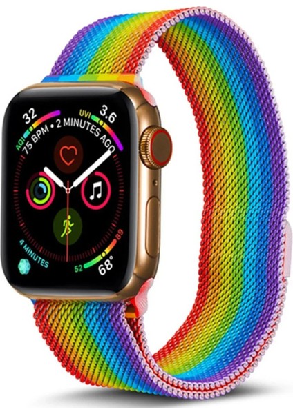 Apple Watch 38MM Metal Mıknatıslı Kordon - GÖKKUŞAĞI-(5796) - I63H46N5-0A27VS