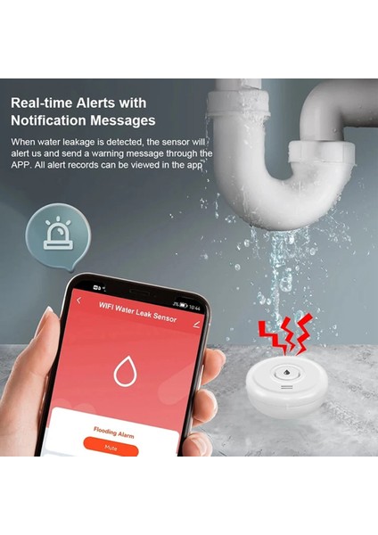 Tuya Wifi Taşkın Sensörü Akıllı Yaşam Uygulaması Su Sızıntı Sensörü Algılama Sesle Ses Alarmı Bağlantı Uyarısı Uygulaması (Yurt Dışından) indirimleri