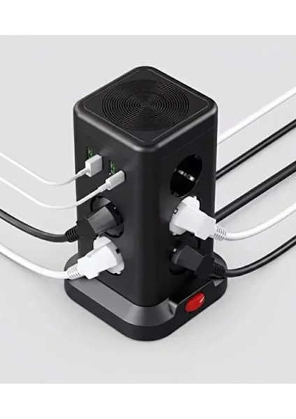 Wp711 Akım Korumalı Priz Kablosuz Şarj İstasyonu 11x Soket 3x Usb 1xtype-c Kablolu Grup Priz