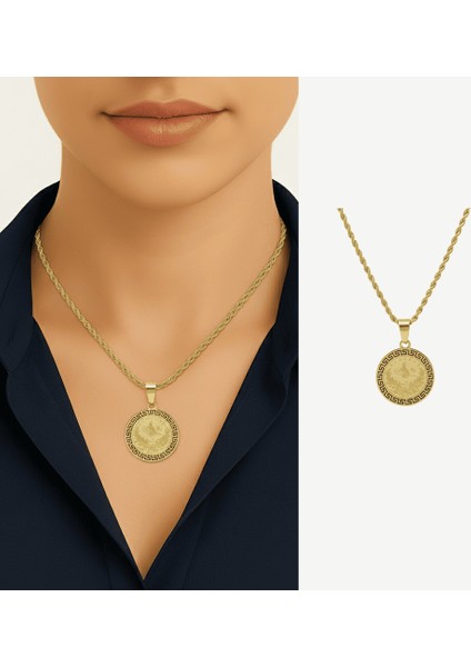 Kadın Çelik Kolye - Beşi Bir Yerde Reşat Altın Tasarım - Burma Zincirli - Altın Renk fiyatları