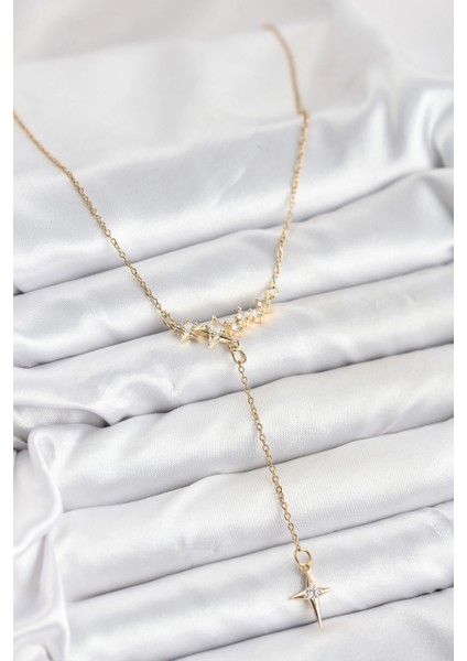 316L Çelik Zincir Gold Renk Yıldız Model Y Kadın Kolye