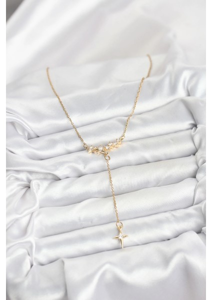 316L Çelik Zincir Gold Renk Yıldız Model Y Kadın Kolye fiyatları