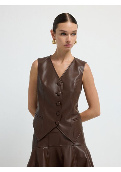 Deri Yelek Kahve 17945581000