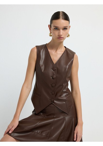 Deri Yelek Kahve 17945581000 fırsatları