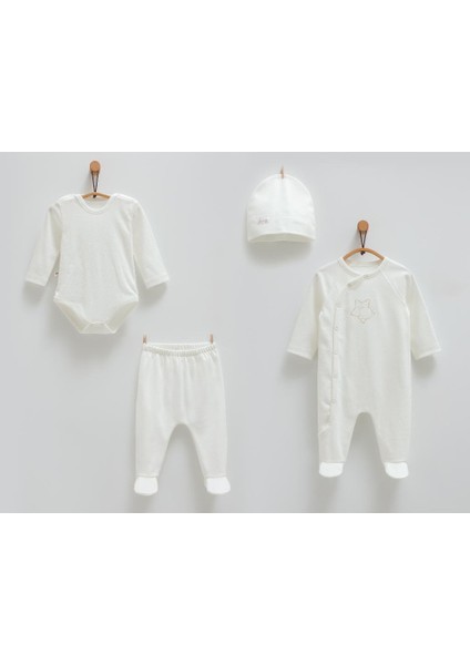 %100 Pamuk Cute Bear 4'lü Set 56-62 cm 1-3 Ay Ekru CRML.EKR.ZE1456 fiyatları