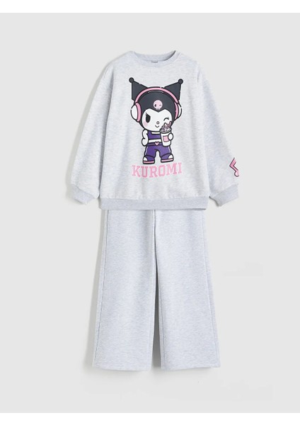 Lcw Kids Gri Kuromi Baskılı Kız Çocuk Sweatshirt ve Eşofman Altı