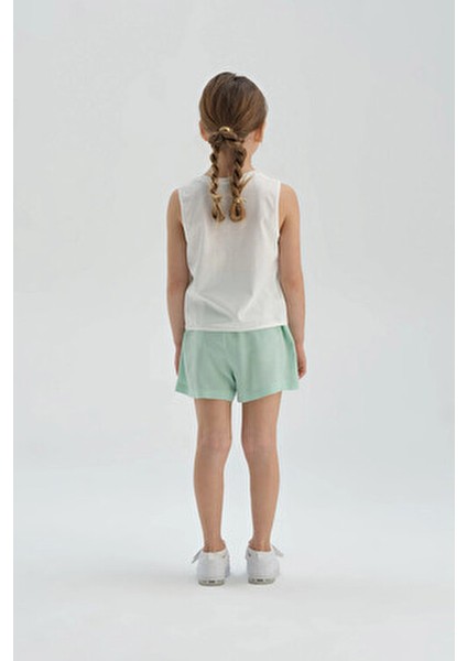Kız Çocuk Mınt Şort Esnek Yapısıyla Oyun Oynamaya Uygun 100% Viskoz Kumaş modelleri