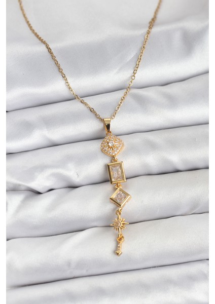 316L Çelik Zincir Gold Renk Kutup Yıldızı Enerji Model Kadın Y Kolye