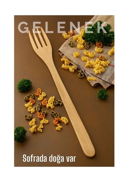 Doğal Gürgen Ağacı Servis Çatalı – 25 Cm, El Yapımı Ahşap Mutfak Gereci