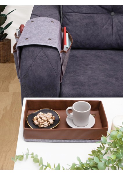 Çok Amaçlı Deri Şeritli Cepli Koltuk Kenarı Düzenleyici 03938