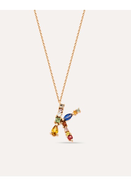 Multicolor K Harf Kolye
