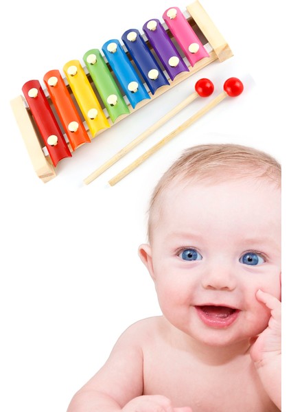 Ahşap Ksilofon 8 Nota 8 Ton 25 cm 8 Tuşlu Sesli Selefon Oyuncak Eğitici Katkısız Oyuncak fiyatları