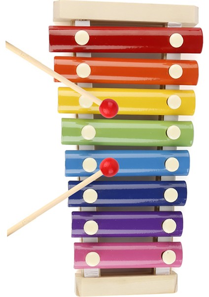 Ahşap Ksilofon 8 Nota 8 Ton 25 cm 8 Tuşlu Sesli Selefon Oyuncak Eğitici Katkısız Oyuncak