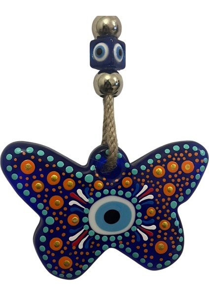 Kelebek Figürlü Cam Nazar Boncuğu – El Yapımı - Hediyelik Süs - Dekoratif - 15x25 cm