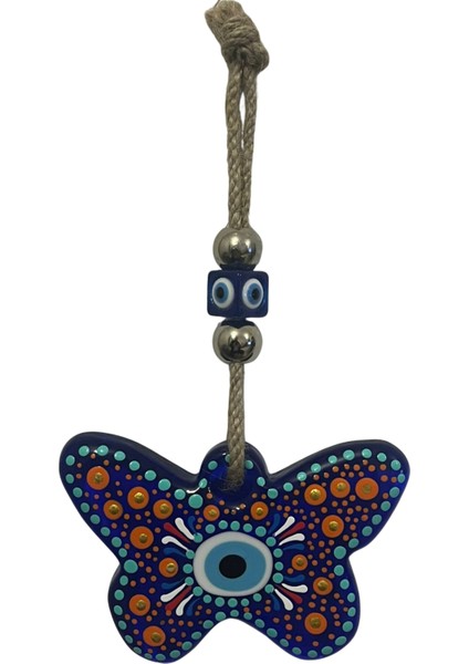 Kelebek Figürlü Cam Nazar Boncuğu – El Yapımı - Hediyelik Süs - Dekoratif - 15x25 cm modelleri