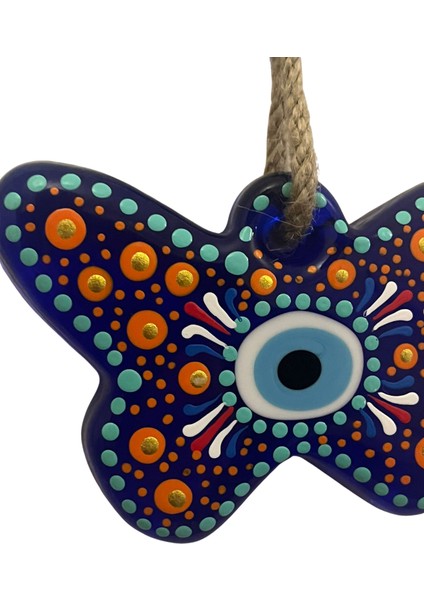 Kelebek Figürlü Cam Nazar Boncuğu – El Yapımı - Hediyelik Süs - Dekoratif - 15x25 cm fırsatları