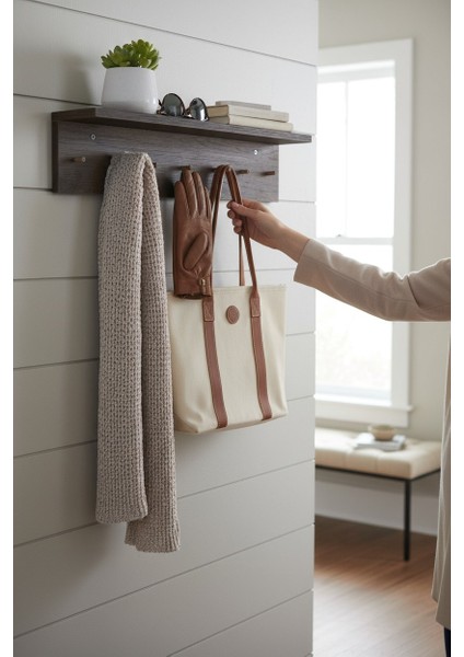 Ahşap Askılık Raflı 70X14 ve 50X14 | Mutfak, Antre, Banyo, Ofis, Mağaza, Çocuk ve Yatak Odası