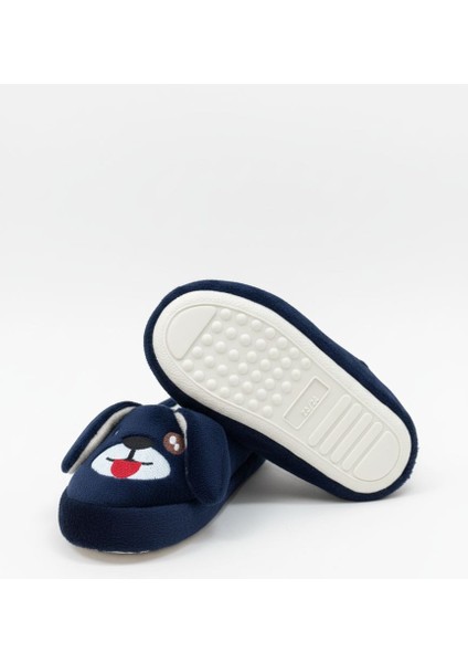 Sevimli Köpek Tasarımlı Lacivert Çocuk Panduf Kaymaz Sert Tabanlı Ev Ayakkabısı modelleri