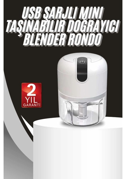 Mini Doğrayıcı Rondo Taşınabilir Mini El Blender Paslanmaz Çelik