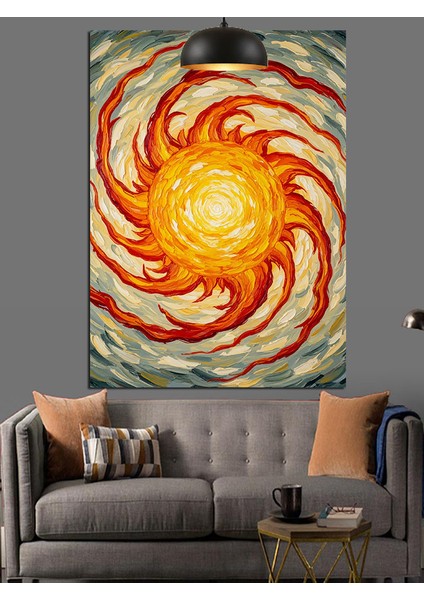 Güneş Spiral Enerji Soyut Turuncu Sarı Dekoratif Kanvas - Mdf Ahşap Tablo fiyatları