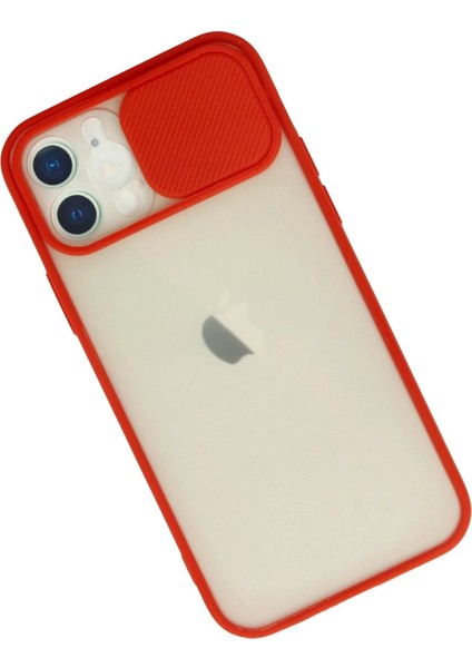 iPhone 12 Kılıf Palm Buzlu Kamera Sürgülü Silikon - KIRMIZI-(5796) - I34H27N5-6A31VS modelleri