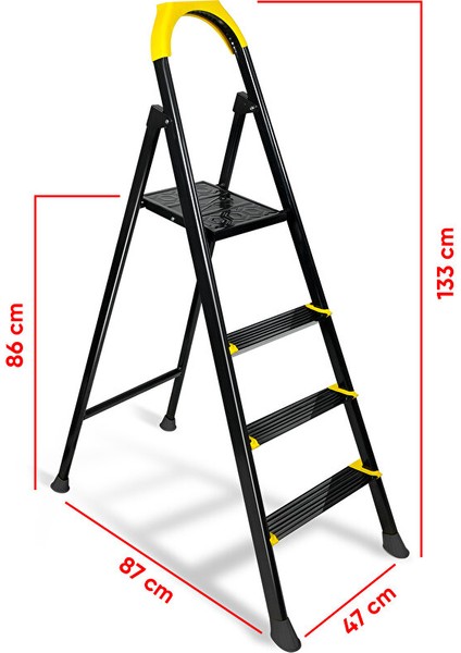 Ze Hardy 3+1 Basamaklı Özel Tasarım Hafif Merdiven (Kaymaz Papuçlu) Paslanmaz modelleri