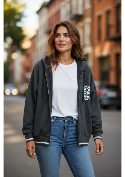 Kadın Büyük Beden Ikiiplik Fermuarlı Kapüşonlu Sweatshirt fiyatları