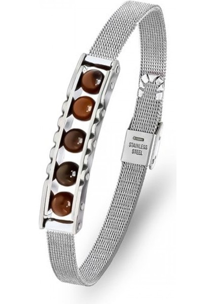 Kaplan Gözü Taşı ve Paslanmaz Çelik Bileklik 9592B23D4