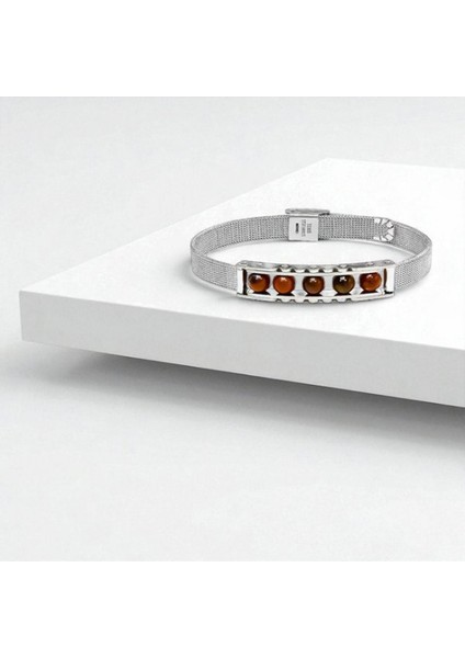 Kaplan Gözü Taşı ve Paslanmaz Çelik Bileklik 9592B23D4 modelleri