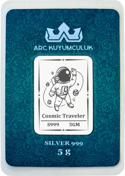 Yıldızların Macerasını Hissettiren Astronot Temalı Hediyeye Özel 5 Gram 999 Ayar Gümüş Külçesi-707