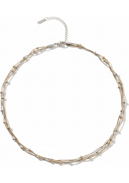 Kadın 3 Lü Çelik Kolye - Toplu Snake Zincirli - Çok Renkli indirimleri