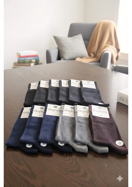 Bambu Erkek Soket Çorabı; Dikişsiz; Mevsimlik ; 41-45 Numara; Asorti 12'li Kutu