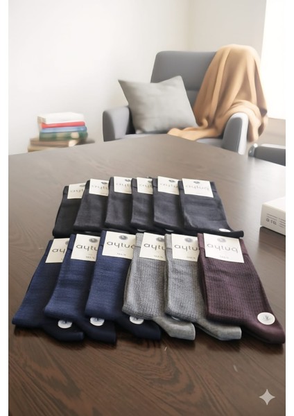 Bambu Erkek Soket Çorabı; Dikişsiz; Mevsimlik ; 41-45 Numara; Asorti 12'li Kutu modelleri