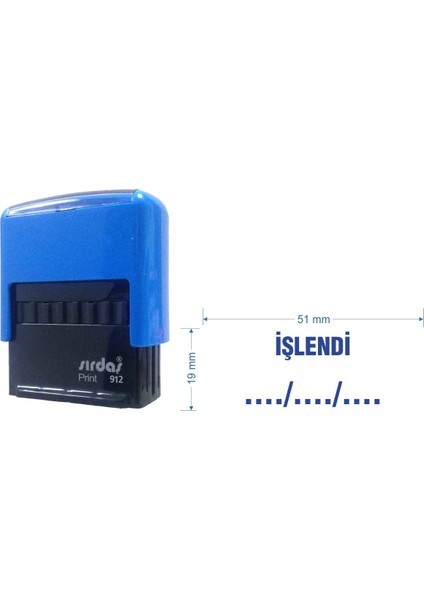 912 Kaşe Mavi makine Mavi Keçe "İŞLENDİ" yazısı ile beraber