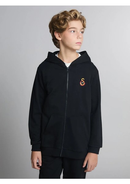 Lcw Kids Siyah Kapüşonlu Galatasaray Baskılı Erkek Çocuk Eşofman Takım