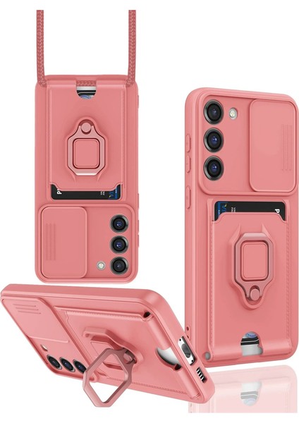 Samsung Galaxy S23 Plus Kılıf Zuma Kartvizitli Yüzüklü Silikon - PEMBE-(5796) - I80H79N5-9A13V