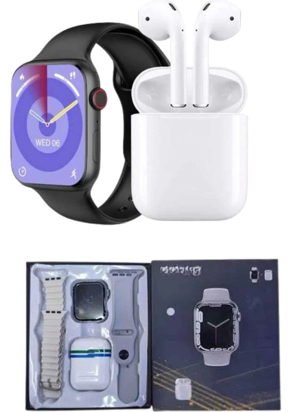 Buğz Akıllı Saat Gümüş Kasa Bluetooth Kulaklık Hediyeli Çok Fonksiyonlu Ikili Set indirimleri