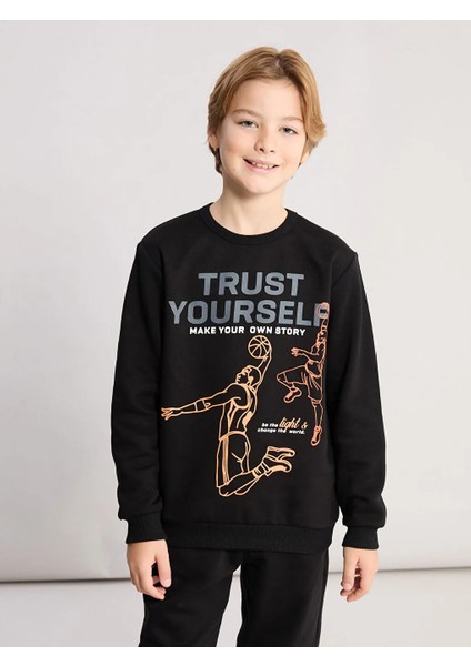 Lcw Kids Siyah Bisiklet Yaka Baskılı Erkek Çocuk Eşofman Takım fiyatları