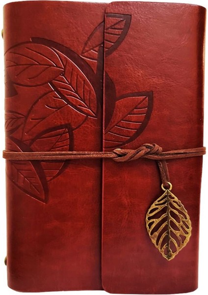 Yaprak Desenli Kahverengi Deri Defter modelleri