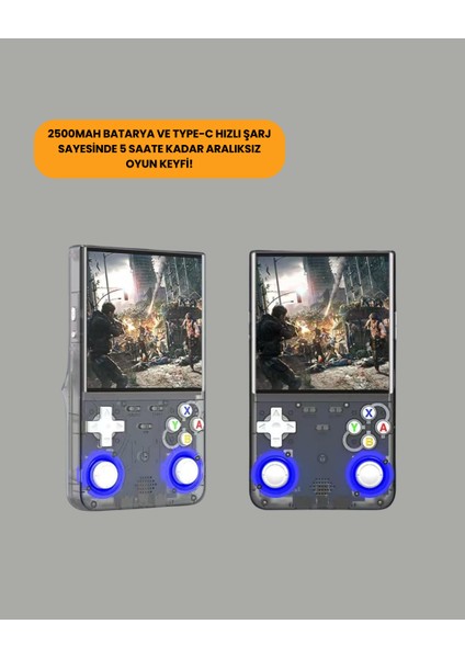 R36 Ultra Çift Joystickli Retro Oyun Konsolu 2500MAH Bataryalı modelleri