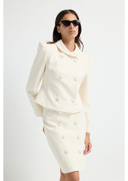 Çift Düğmeli Etek Vanilya 12745654000